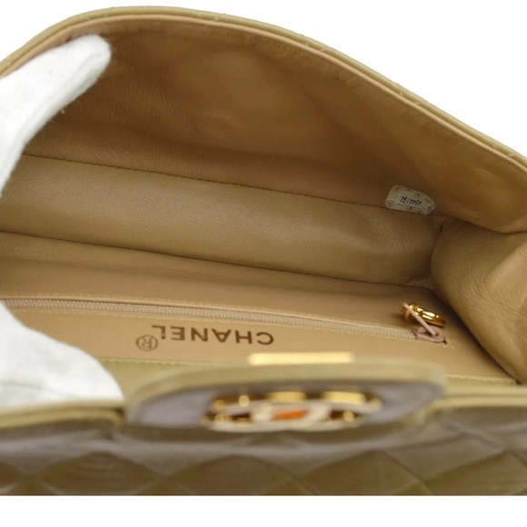 CHANEL BAG DOUBLE FLAPS BEIGE CHAIN QUILTED 💝 - Picture 8 of 9